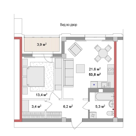 
  Продается 2-комн. квартира 53.8 м², в ЖК Мегаполис. Фото 6.