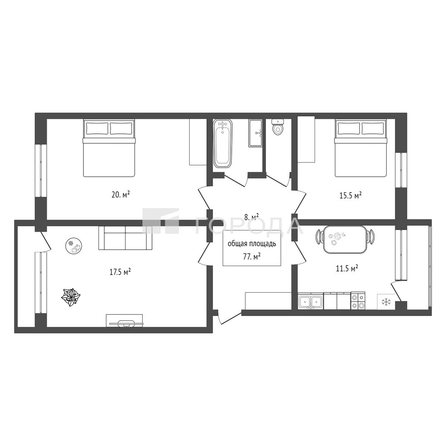 
  Продается 3-комн. квартира 76.8 м². Фото 49.