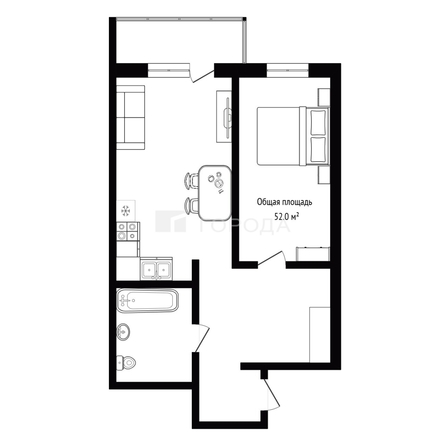 
  Продается 2-комн. квартира 52 м². Фото 2.
