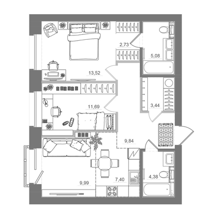 
  Продается 2-комн. квартира 67.46 м², в ЖК Спектр, дом 10. Фото 2.