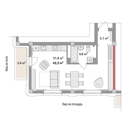 
  Продается студия 42.2 м², в ЖК Мегаполис. Фото 6.
