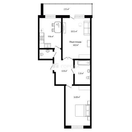 
  Продается 2-комн. квартира 68 м². Фото 2.