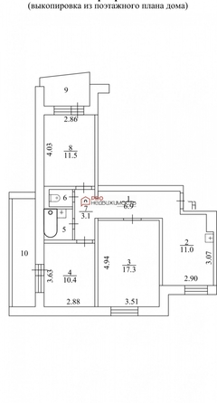 
  Продается 3-комн. квартира 69.8 м². Фото 32.