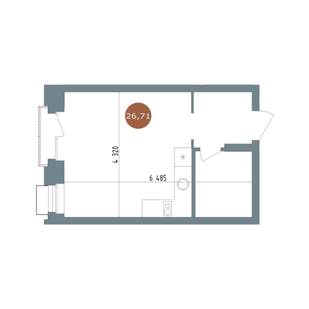 
  Продается студия 26.7 м², в ЖК 19/56 Кварталы Телецентра, сек 2. Фото 1.