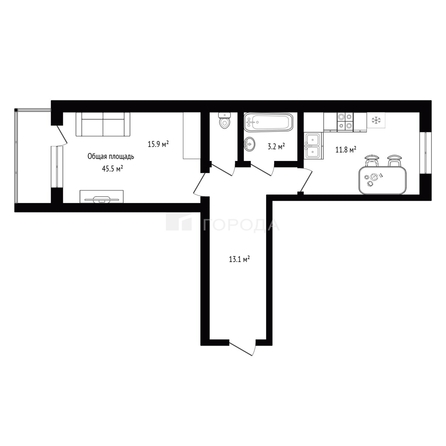 
  Продается 1-комн. квартира 45.5 м². Фото 30.