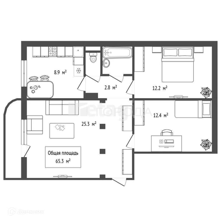 
  Продается 3-комн. квартира 65.3 м². Фото 2.