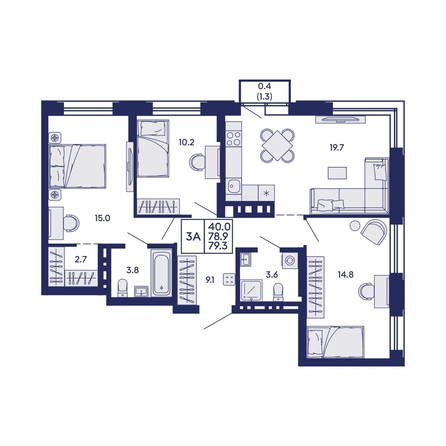 
  Продается 3-комн. квартира 79.3 м², в ЖК Сила леса, корп 1. Фото 2.