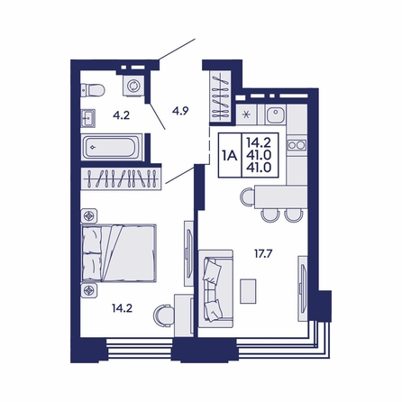 
  Продается 1-комн. квартира 41 м², в ЖК Сила леса, корп 1. Фото 1.