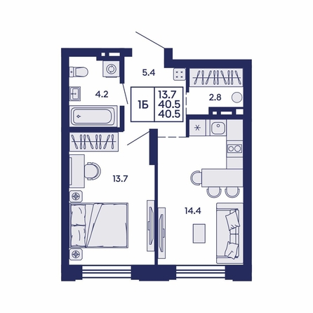 
  Продается 1-комн. квартира 40.5 м², в ЖК Сила леса, корп 1. Фото 1.