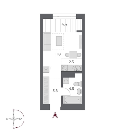 
  Продается студия 26.8 м², в ЖК ОСКАР, дом 2. Фото 1.