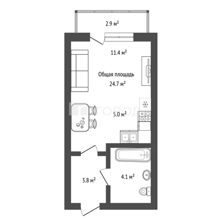 
  Продается студия 27.6 м², в ЖК Эволюция, 1 оч, дом 1. Фото 9.