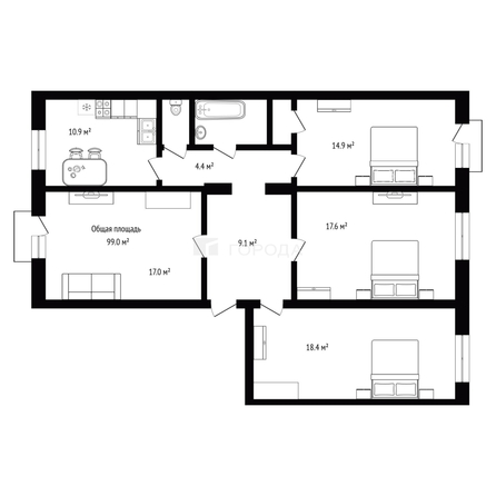 
  Продается 4-комн. квартира 99 м². Фото 25.