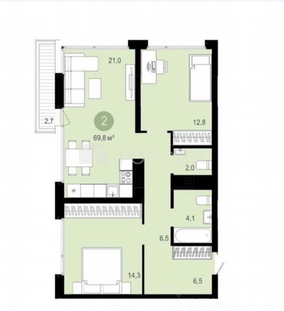 
  Продается 3-комн. квартира 69.8 м², в ЖК Авиатор, дом 1-1. Фото 21.