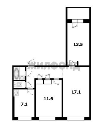 
  Продается 3-комн. квартира 60.1 м². Фото 11.