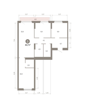 
  Продается 3-комн. квартира 84.7 м², в ЖК Лебедевский квартал, д 1. Фото 1.