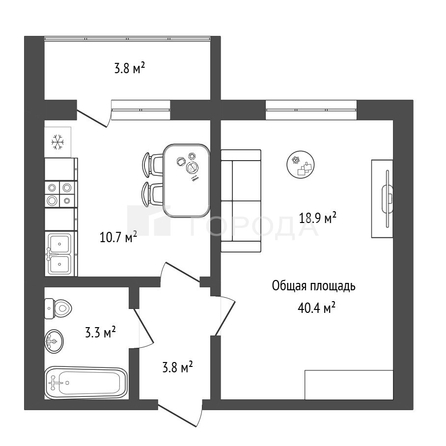 
  Продается 1-комн. квартира 40.4 м², в ЖК Чистая Слобода, дом 45. Фото 24.
