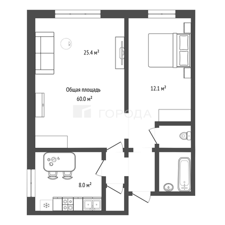 
  Продается 2-комн. квартира 60 м². Фото 29.
