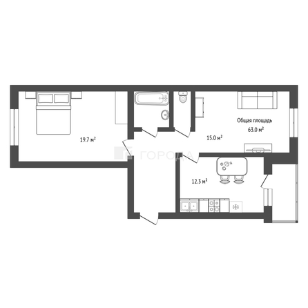 
  Продается 2-комн. квартира 63 м². Фото 2.