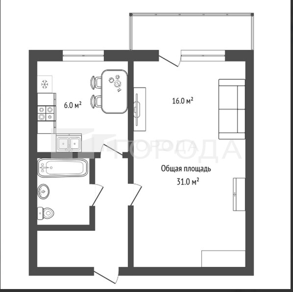 
  Продается 1-комн. квартира 31 м². Фото 2.