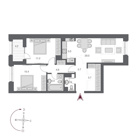 
  Продается 3-комн. квартира 71 м², в  Дом Нобель. Фото 1.