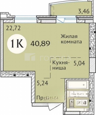 
  Продается 1-комн. квартира 40.9 м², в ЖК Заельцовский. Фото 25.