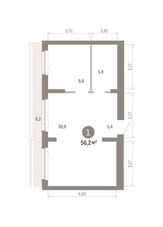 
  Продается 1-комн. квартира 56.2 м², в ЖК Лебедевский квартал, д 1. Фото 1.