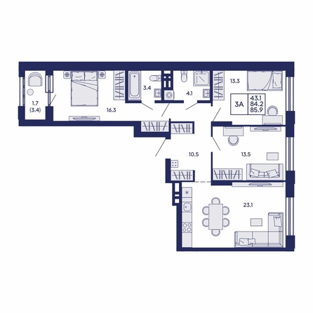 
  Продается 3-комн. квартира 85.9 м², в ЖК Сила леса, корп 2. Фото 2.