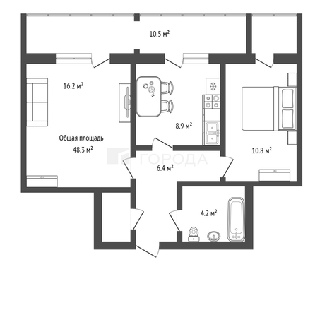 
  Продается 2-комн. квартира 48.3 м². Фото 3.