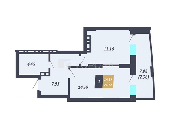 
  Продается 1-комн. квартира 46 м², в ЖК Калининский-2. Фото 25.