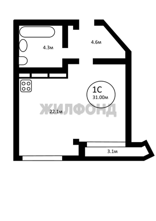 
  Продается студия 31 м². Фото 9.