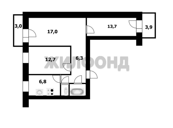
  Продается 3-комн. квартира 56.5 м². Фото 2.