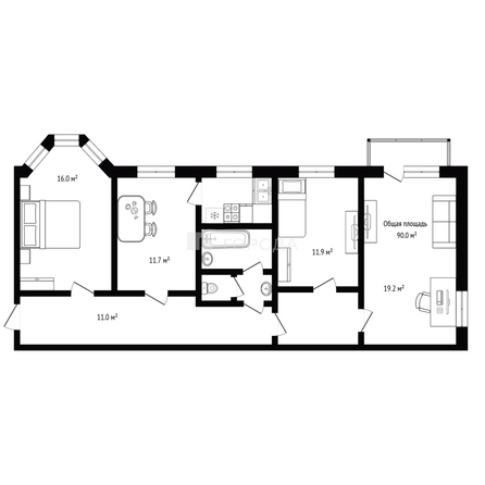 
  Продается 3-комн. квартира 90 м². Фото 27.