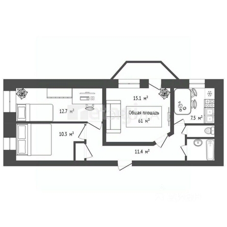 
  Продается 3-комн. квартира 61 м². Фото 16.
