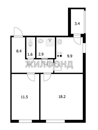 
  Продается 2-комн. квартира 56.4 м². Фото 1.