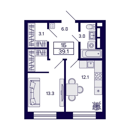 
  Продается 1-комн. квартира 37.5 м², в ЖК Цитатум. Фото 1.