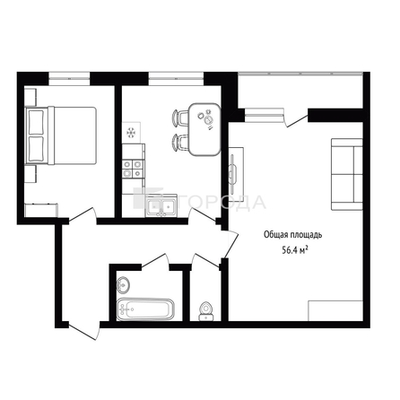 
  Продается 2-комн. квартира 56.4 м². Фото 1.