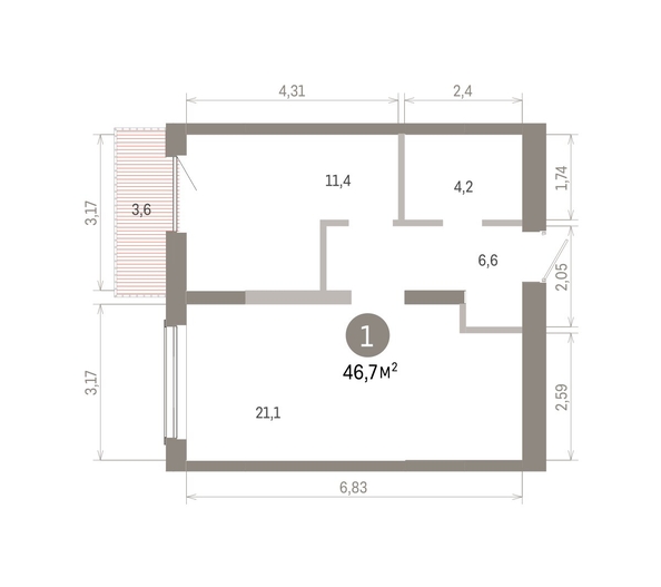 
  Продается 1-комн. квартира 46.72 м², в ЖК Европейский берег, дом 46. Фото 1.