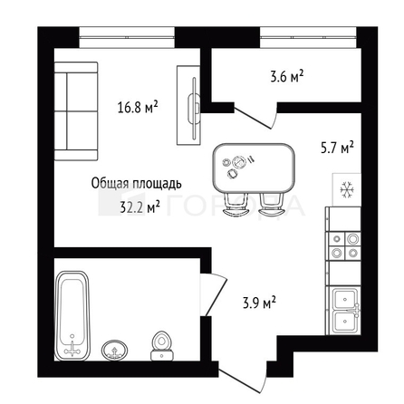
  Продается 1-комн. квартира 32.2 м², в ЖК Рафинад, дом 2. Фото 7.