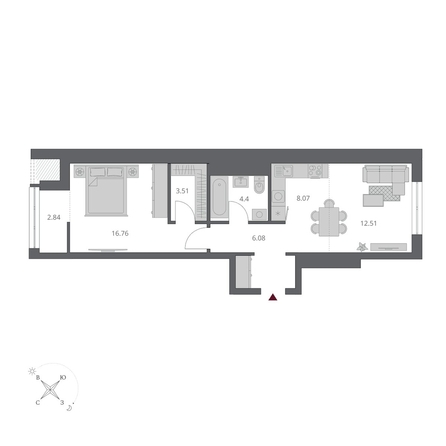 
  Продается 2-комн. квартира 54.17 м², в ЖК Беринг, дом 3. Фото 3.