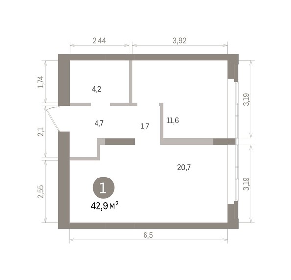 
  Продается 1-комн. квартира 42.87 м², в ЖК Европейский берег, дом 32. Фото 1.
