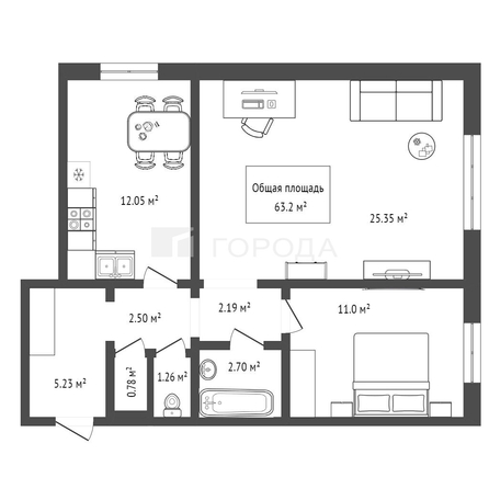 
  Продается 2-комн. квартира 63.2 м². Фото 45.