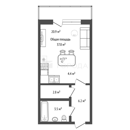 
  Продается студия 37.8 м². Фото 28.