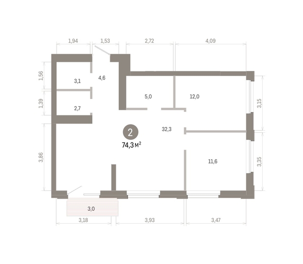
  Продается 2-комн. квартира 74.28 м², в ЖК Город на озере. Фото 1.
