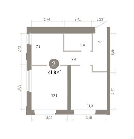 
  Продается 2-комн. квартира 41.79 м², в ЖК Город на озере. Фото 1.