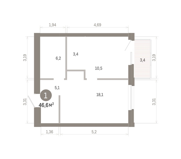 
  Продается 1-комн. квартира 46.6 м², в ЖК Город на озере. Фото 1.