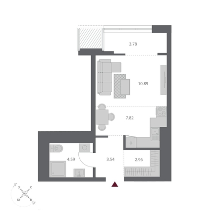 
  Продается студия 33.58 м², в ЖК Беринг, дом 3. Фото 1.