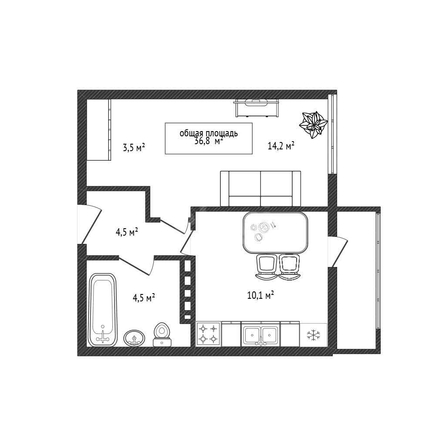 
  Продается 1-комн. квартира 36.8 м², в ЖК Дунаевский, дом 3. Фото 11.