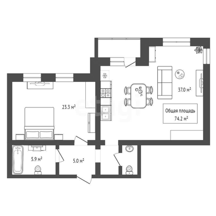
  Продается 2-комн. квартира 74.2 м². Фото 18.