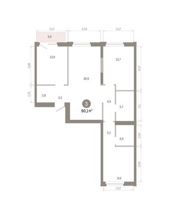
  Продается 3-комн. квартира 90.1 м², в ЖК Город на озере. Фото 2.