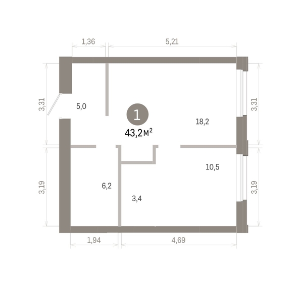 
  Продается 1-комн. квартира 43.23 м², в ЖК Город на озере. Фото 2.